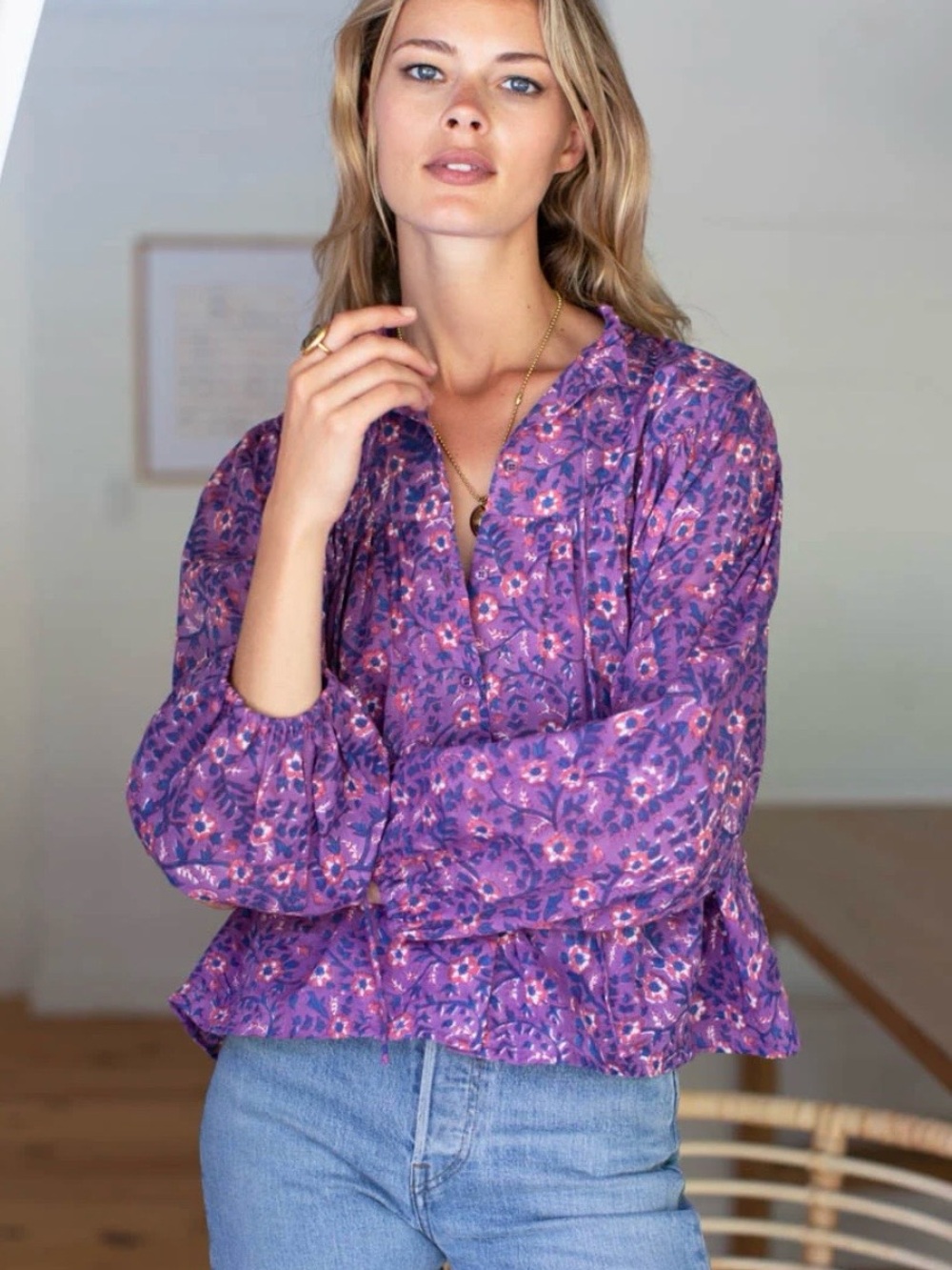 Emerson Fry - Emmaline Violet Wildflower Blouse -Medium- NWT
